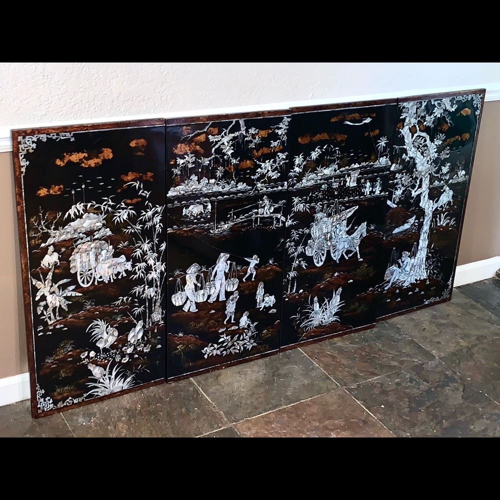 Vintage Asian Mother of Pearl Wall Art